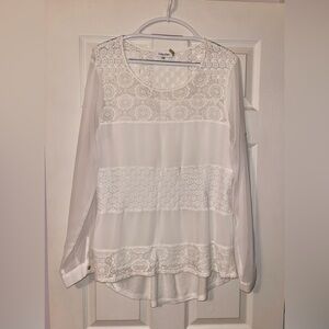 Calvin Klein Women's White Lace soft lined Blouse